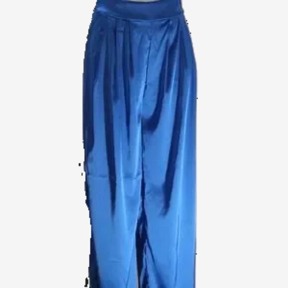 SHEIN M, SATIN BLUE FULD'S PANTS - Picture 8 of 9